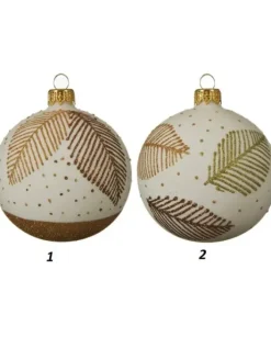 Palline Di Vetro Decorate 80Mm 2 Modelli Per Albero Di Natale 6Pz