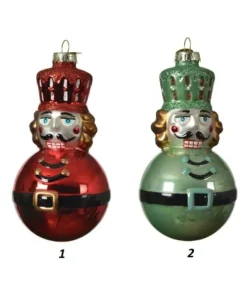 Palline Di Vetro Decorate Schiaccianoci H12Cm Per Albero Di Natale 1Pz
