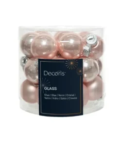 Palline In Vetro Per Albero, Mix Opaco Colore Rosa Cipria Dimensioni (Cm) 2.5Cm24 Pz