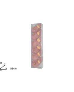 Palline Sfere Bambolina Con Pelliccia Rosa Per Albero Di Natale 6 Cm 6 Pz