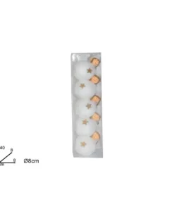 Palline Sfere Bambolina Con Pelliccia Bianca Per Albero Di Natale 8 Cm 5 Pz