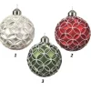 Palline Sfere Di Vetro Decorate 80Mm 3Mod 1Pz Per Albero Di Natale