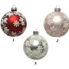 Palline Sfere Di Vetro Decorate 3Colori 80Mm 3Pz Per Albero Di Natale