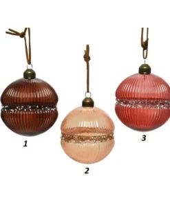 Palline Sfere Di Vetro Decorate Per Albero Di Natale 80Mm 2 Pz