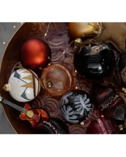 Palline Sfere Di Vetro Decorate Per Albero Di Natale 80Mm 2 Pz