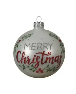 Palline Sfere Di Vetro Decorate Merry Christmas 80Mm Per Albero Di Natale
