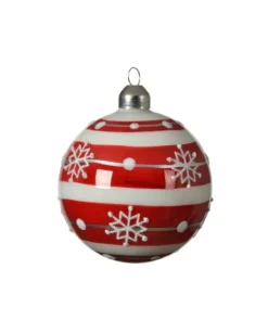 Palline Sfere Di Vetro Decorate 80Mm Per Albero Di Natale 3Pz