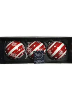 Palline Sfere Di Vetro Decorate 80Mm Per Albero Di Natale 3Pz