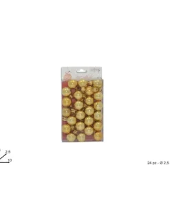 Palline Sfere Di Vetro Oro 25Mm 24Pezzi Per Albero Di Natale
