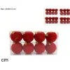Palline Sfere Di Vetro Rosse Floccate O6Cm Per Albero Di Natale 8Pz