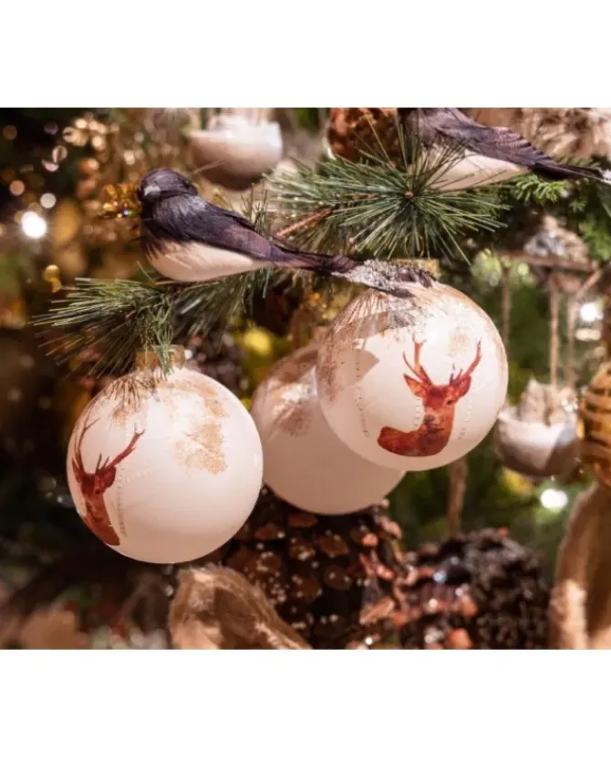 Palline Sfere In Vetro Decorate 2 Colorazioni 8 Cm