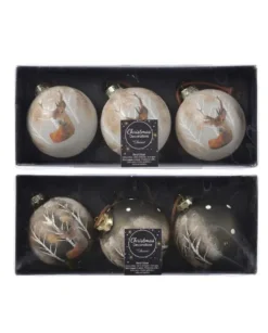 Palline Sfere In Vetro Decorate 2 Colorazioni 8 Cm