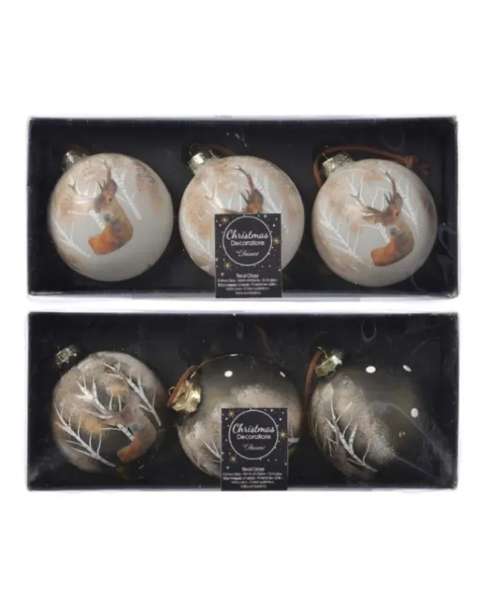 Palline Sfere In Vetro Decorate 2 Colorazioni 8 Cm