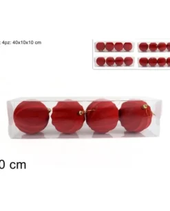 Palline Sfere Rosse O10Cm Floccate 4Pz