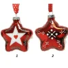 Palline Stelle Di Vetro Decorate 80Mm 2 Modelli 2Pz Per Albero Di Natale
