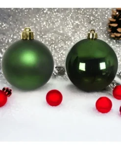 Palline Vetro Mix Lucido,Opaco Confezione Da 24 Pezzi Diametro 2.5Cm Verde Pino