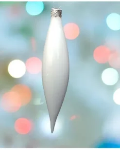 Pendente Appendino Di Vetro Bianco 3Cm 1Pz Per Albero Di Natale