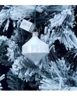 Pendente Di Vetro Bianco 80Mm 1Pz Per Albero Di Natale