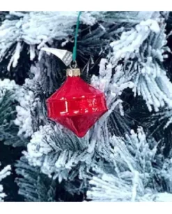 Pendente Di Vetro Rosso 80Mm 1Pz Per Albero Di Natale