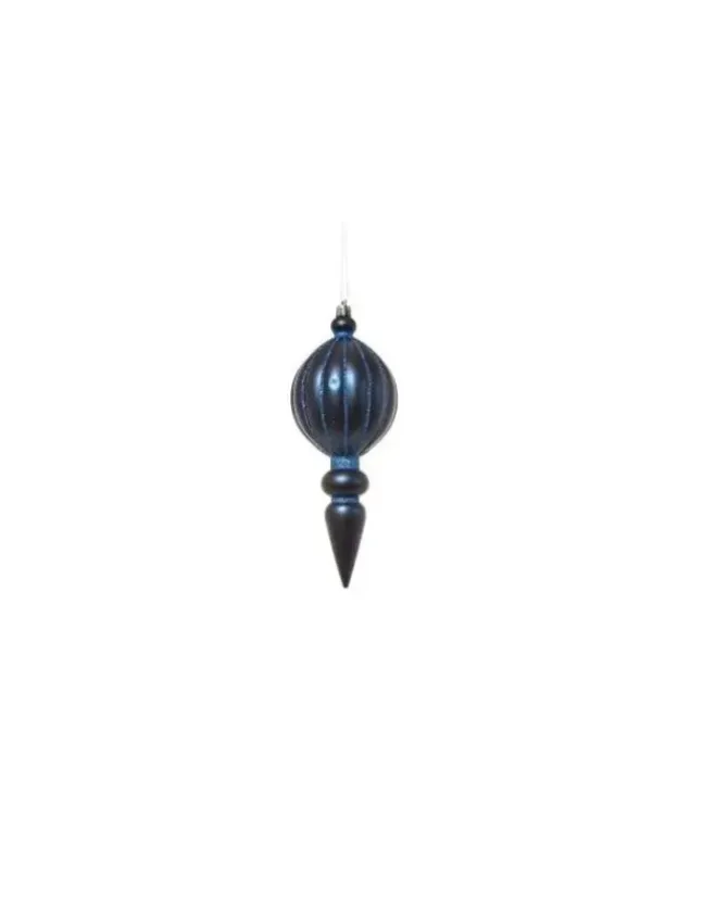 Pendente Di Vetro Tondo Con Punta 20Cm Blu Per Albero Di Natale