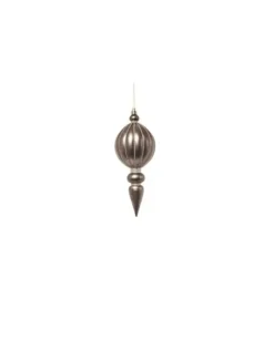 Pendente Di Vetro Tondo Con Punta 20Cm Grigio Per Albero Di Natale