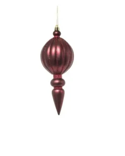Pendente Di Vetro Tondo Con Punta 20Cm Burgundy Per Albero Di Natale