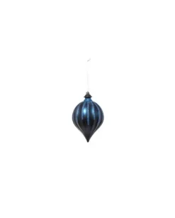 Pendente Tondo Di Vetro 15Cm Blu Per Albero Di Natale