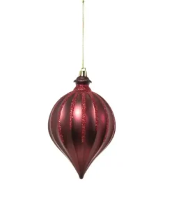 Pendente Tondo Di Vetro 15Cm Burgundy Per Albero Di Natale