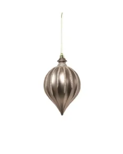 Pendente Tondo Di Vetro 15Cm Grigio Per Albero Di Natale