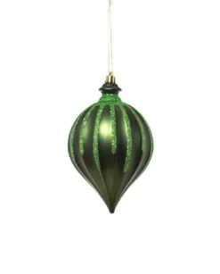 Pendente Tondo Di Vetro 15Cm Verde Per Albero Di Natale