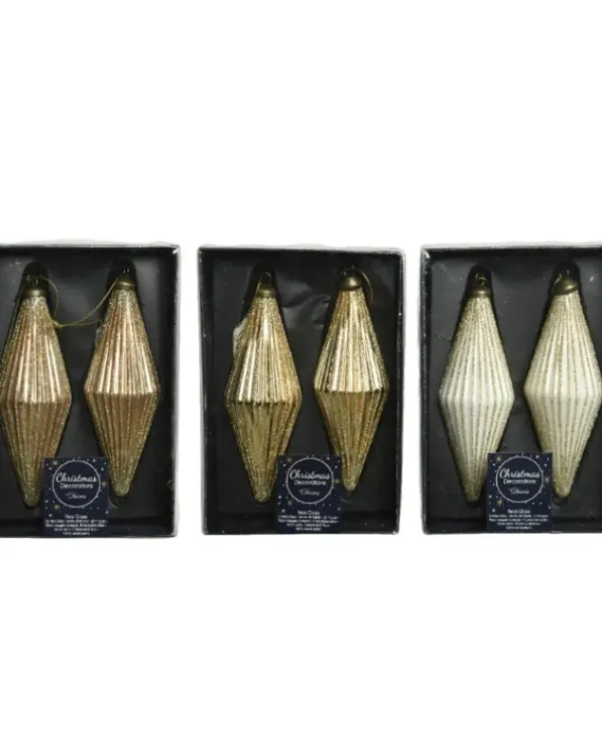 Pendenti Di Vetro Decorati 3 Colori 80Mm 2Pz