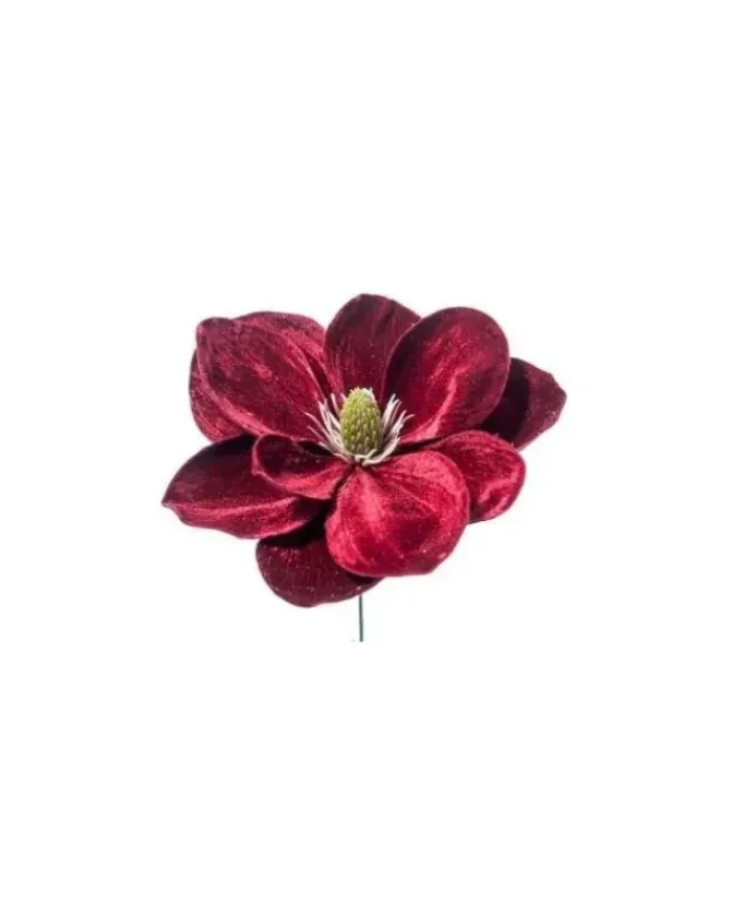 Pick Magnolia Deluxe Velvet 24Cm Burgundy Per Decorazioni Di Natale