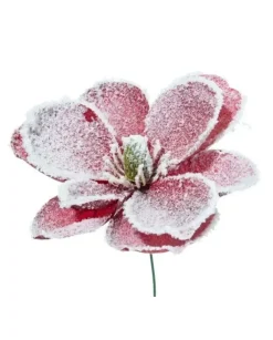 Pick Magnolia Innevata 24Cm Burgundy Per Decorazioni