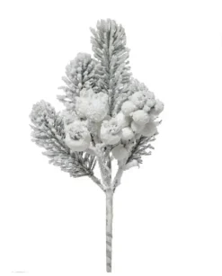 Pick Pino E Bacche Innevate 30Cm Per Decorazioni Di Natale