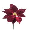 Pick Poinsettia Burgundy Innevata 23Cm Per Decorazioni Natalizie