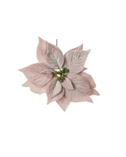 Pick Poinsettia Deluxe Velvet 20Cm Rosa Per Decorazioni Natalizie