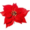 Pick Poinsettia Deluxe Velvet 20Cm Rosso Per Decorazioni Natalizie