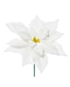 Pick Poinsettia Deluxe Velvet 19Cm Bianca Per Decorazioni Natalizie
