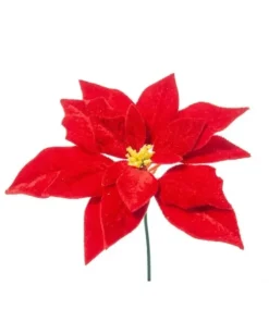 Pick Poinsettia Deluxe Velvet 19Cm Rosso Per Decorazioni Natalizie