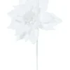 Pick Poinsettia Ghiacciata 30Cm Bianca Per Decorazioni Natalizie