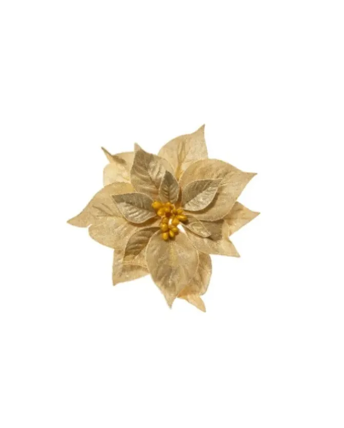 Pick Poinsettia Glamour 21Cm Oro Per Decorazioni Di Natale