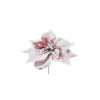 Pick Poinsettia Innevata Pvc 23Cm Malva Per Decorazioni Natalizie