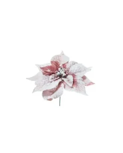 Pick Poinsettia Innevata Pvc 23Cm Malva Per Decorazioni Natalizie