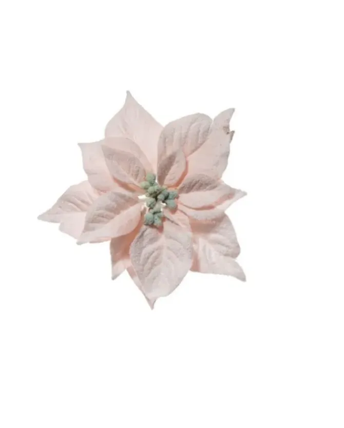 Pick Poinsettia Innevata Pvc 23Cm Cipria Per Decorazioni Natalizie