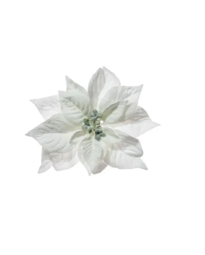 Pick Poinsettia Innevvata In Pvc Bianca 23Cm