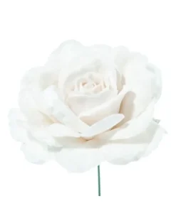 Pick Rosa Bianca Deluxe Velvet In Pvc Per Decorazioni Natalizie 17Cm