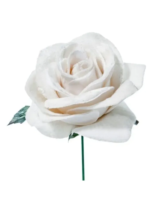 Pick Rosino Deluxe Velvet 16Cm Bianco Per Decorazioni Natalizie