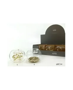 Portacandela In Vetro 8 Cm Con Perle Oro 2 Modlli Assortiti