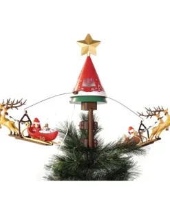 Puntale A Forma Di Slitta Di Babbo Natale Con Renne Con Movimento, Luce E Musica
