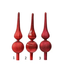 Puntale Albero In Vetro Opaco 3 Col Ass Altezza 31Cm D.8Cm Rosso